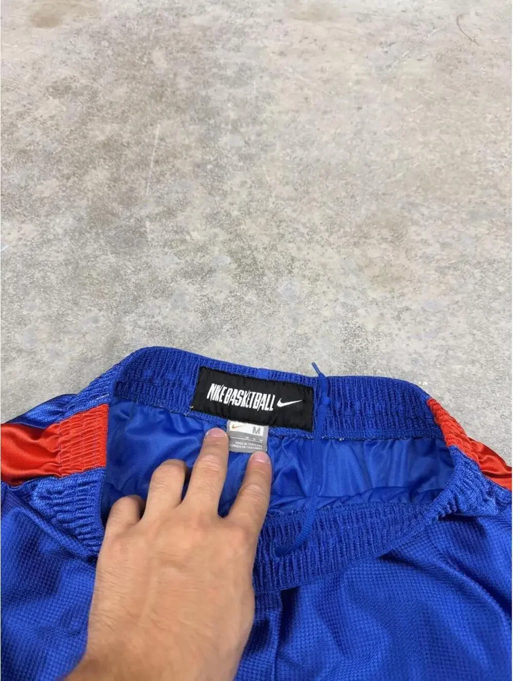 vintage nike blue and red small swoosh basketball gym shorts size medium